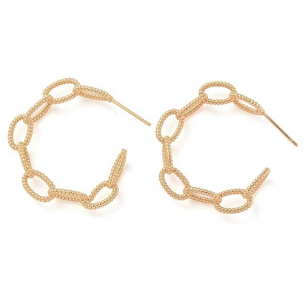Rack Plating Textured Cable Chain Brass Stud Earrings