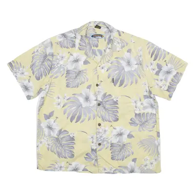 PALMWAVE Mens Hawaiian Shirt Yellow Floral XL