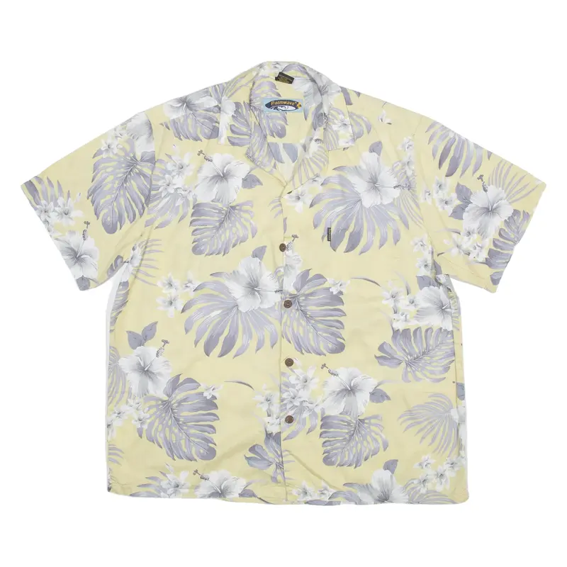 PALMWAVE Mens Hawaiian Shirt Yellow Floral XL
