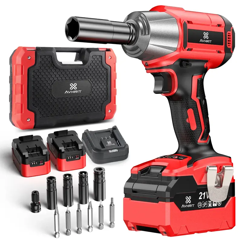 21V Cordless Impact Wrench,Rechargeable Battery Power Tools Brushless Dual-Purpose Wrench 1/2 inch, 4.0Ah Battery,6 Sockets, ...