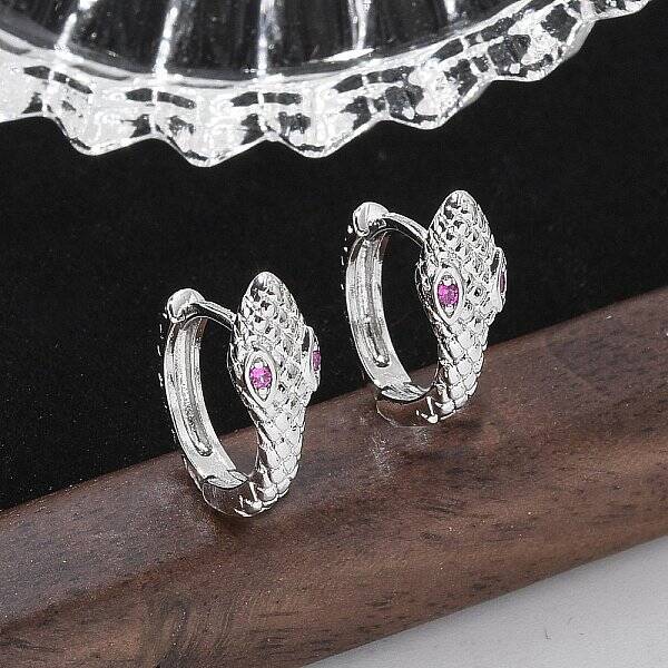 Brass Cubic Zirconia Hoop Earrings