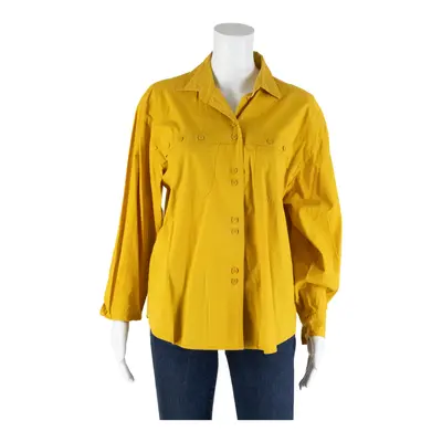 GARRY Yellow 90s Collared Long Sleeve Button-Up Womens M