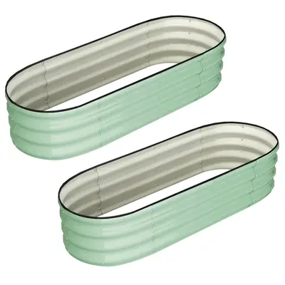 Garvee 2-Pack 4.5'x2'x2' Oval Galvanized Raised Garden Beds, Open Base Metal Planters, Large Outdoor Planter Boxes, Green