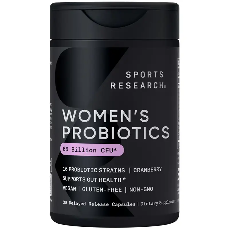 Sports Research Women's Probiotics with Prebiotics, 65 Billion CFU - Vegan Capsules, Probiotics for Women with Cranberry - No...