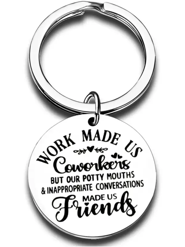 Letter Pattern Slogan Metal Keychain,  Fashion Round Shaped Stainless Steel Keychain for Men & Women for Daily Clothing Decor...