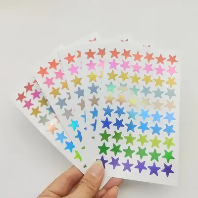 Star Sticker, 5 Counts DIY Decorative Sticker For Scrapbook, Multicolored Shiny Star Stickers for Books Greeting Cards Gift W...
