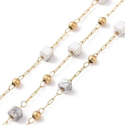 Natural Howlite Square Beaded Chains