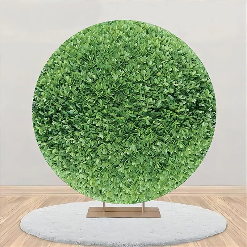 Green Leaves Hedge Wall Fresh Round Spring Backdrop - Aperturee