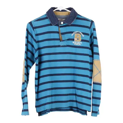 Age 13-14 Berg Striped Rugby Shirt - Large Blue Cotton Blend