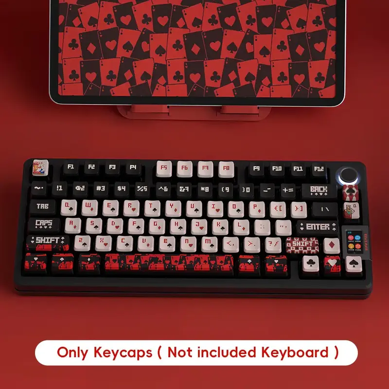 Poker Card Theme Keycap, Four-sided Light Transmission Keyboard Keycap for 75/84/87/96/98/100/104, Keyboard Accessories