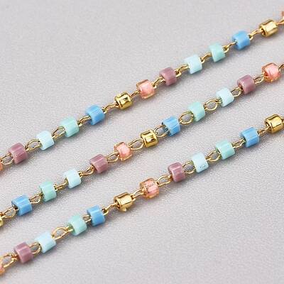 3.28 Feet Handmade Glass Seed Beaded Chains