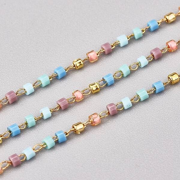 3.28 Feet Handmade Glass Seed Beaded Chains