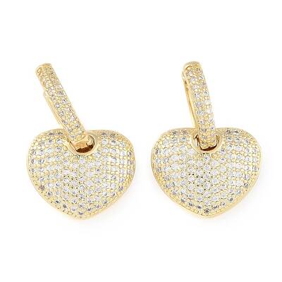 Brass Micro Pave Clear Cubic Zirconia Hoop Earrings for Women