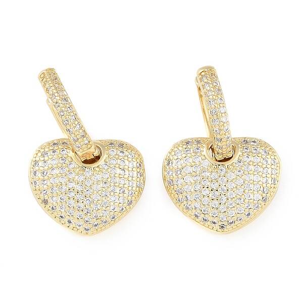 Brass Micro Pave Clear Cubic Zirconia Hoop Earrings for Women