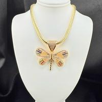 #2) Dragonfly pendant with tuboga chain gold plated