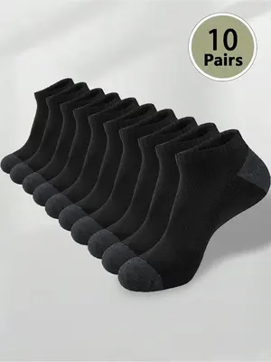 Men's Patchwork Ankle Socks, Casual Comfy Breathable Socks for Daily Wear, Multipack Low Cut Socks for All Seasons, Fall Clot...