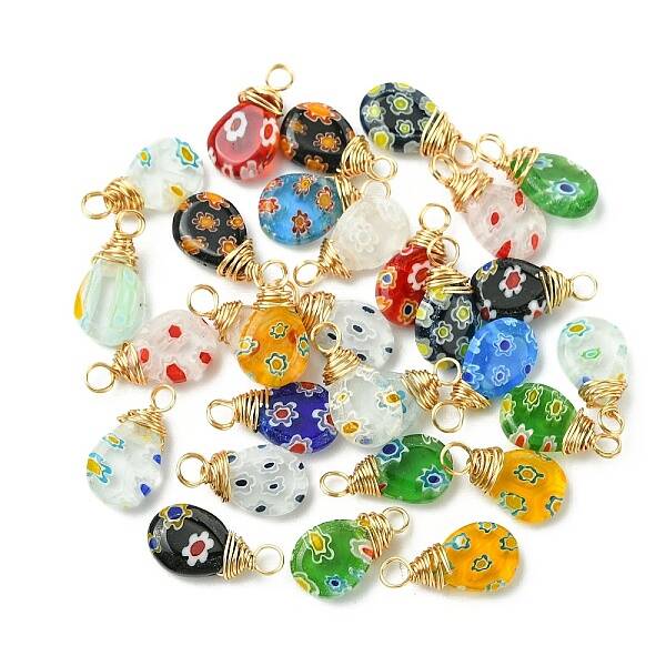 Elit 30Pcs Handmade Millefiori Glass Pendants