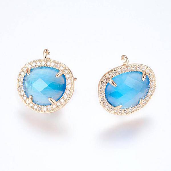 Brass Micro Pave Cubic Zirconia Stud Earring Findings