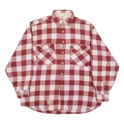 ZAPPING Mens Flannel Shirt Red Check Long Sleeve L