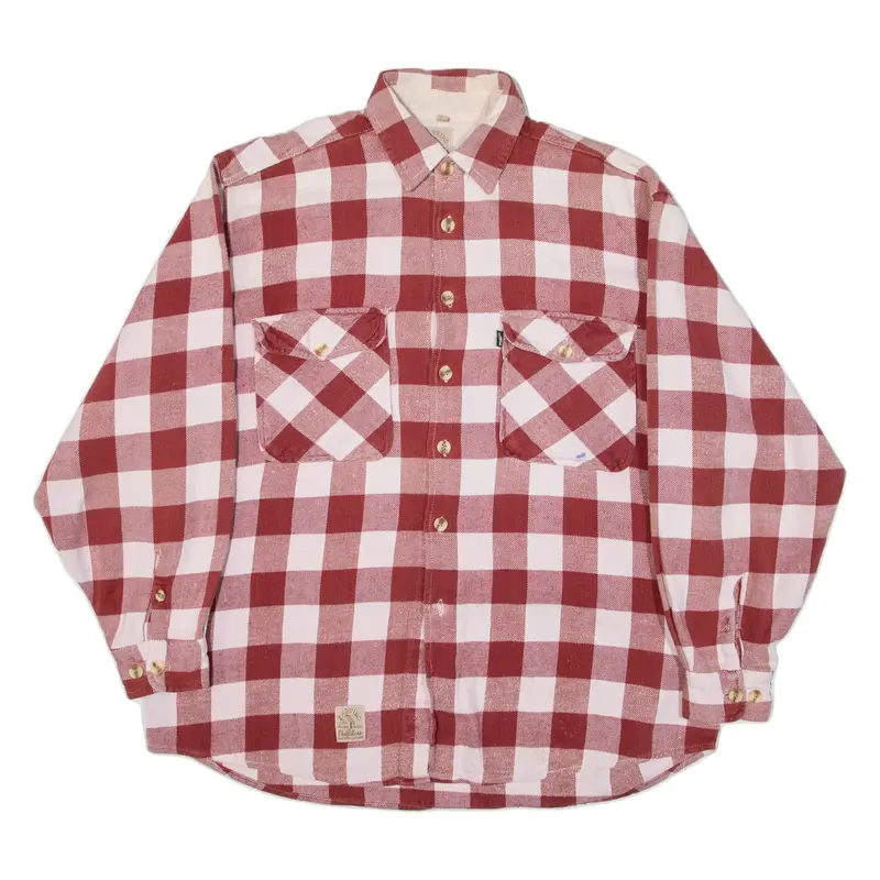 ZAPPING Mens Flannel Shirt Red Check Long Sleeve L