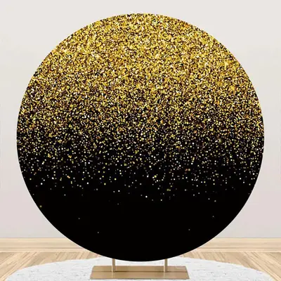 Round Black Gold Particles Glitter Birthday Backdrop - Aperturee