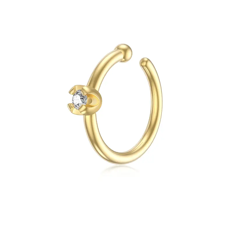14K Gold Diamond Flowers Nose Ring