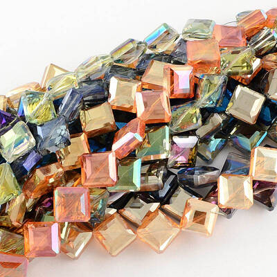 Transparent Electroplate Faceted Glass Beads Strands