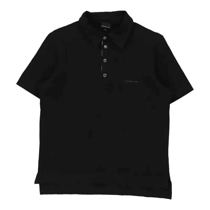 Calvin Klein Jeans Polo Shirt - Large Black Cotton Blend