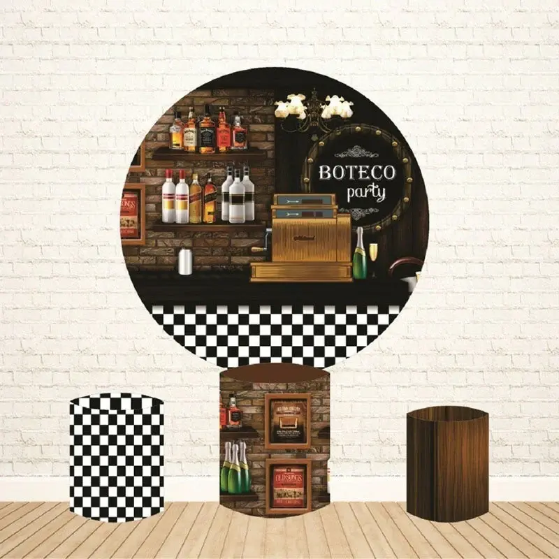 Aperturee Brown Brick Boteco Party Round Birthday Backdorp Kit | Birthday Backdrop Ideas | Circle Background For Party | Roun...