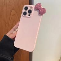 Cute Bowknot Design Phone Case with Rhinestone Decor, Glitter Phone Protective Cover, Phone Accessories Compatible with iPhon...