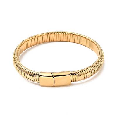 Ion Plating(IP) 304 Stainless Steel Stretch Flat Snake Chain Bracelet with Magnetic Clasp for Men Women
