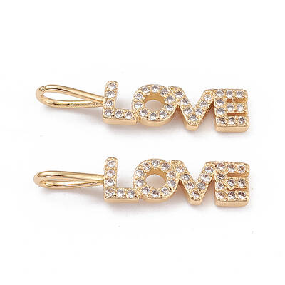 Brass Micro Pave Clear Cubic Zirconia Pendants