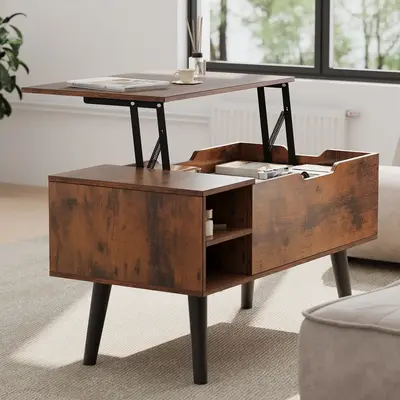 YITAHOME Lift Top Coffee Table, Wooden Coffee Table with Adjustable Height & Movable Divider, Ample Hidden Storage, Ideal fo...