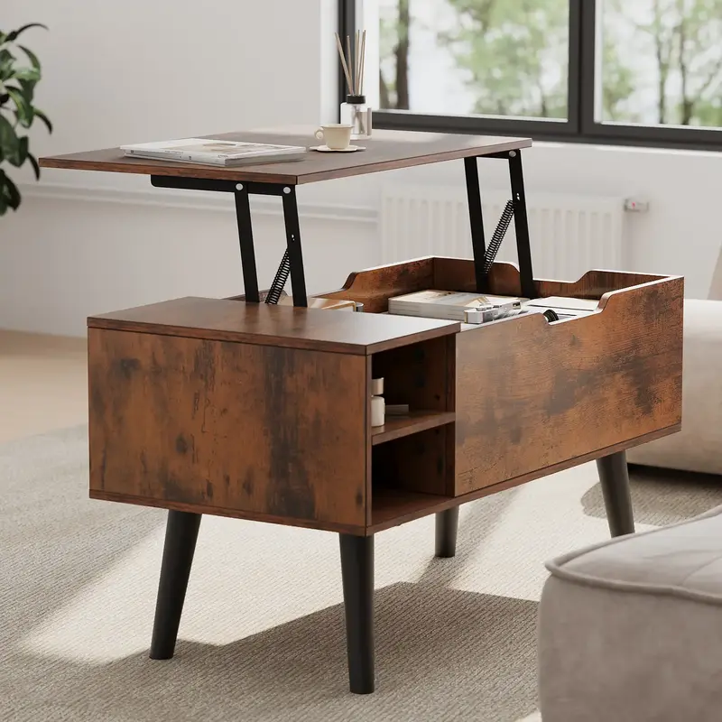 YITAHOME Lift Top Coffee Table, Wooden Coffee Table with Adjustable Height & Movable  Divider, Ample Hidden Storage, Ideal fo...