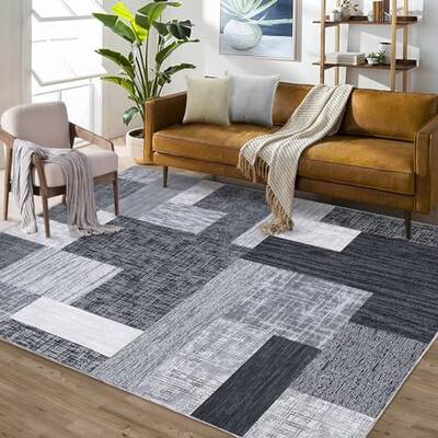 Garvee Machine Washable Area Rug 5x7 Modern Geometric Area Rug for Living Room Bedroom Contemporary Patchwork Non-Slip Stain ...