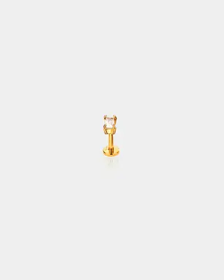 Rectangle CZ Threadless Push Pin Helix Stud - Clear