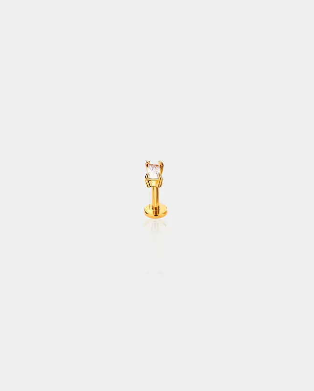 Rectangle CZ Threadless Push Pin Helix Stud - Clear