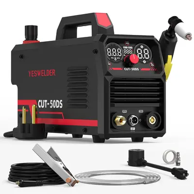 YESWELDER CUT-50DS 50Amp 110/220V Plasma Cutter, Digital Display Air Power Plasma Cutting Machine - 2T/4T and 16/25 Max Cut