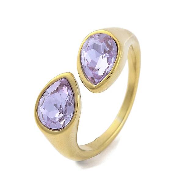 Ion Plating(IP) 304 Stainless Steel Rhinestone Teardrop Cuff Open for Women