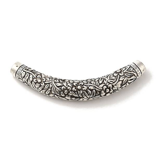 Tibetan Style Alloy Carved Flower Tube Beads