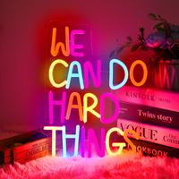Dimmable LED Neon We can do hard things Neon Sign, USB Powered Neon Signs Night Light for Classroom, Game Room Bedroom Living...