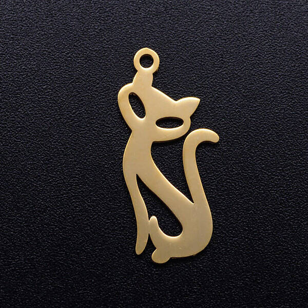 201 Stainless Steel Kitten Pendants