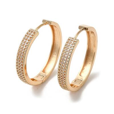 Brass Micro Pave Cubic Zirconia Hoop Earrings for Women