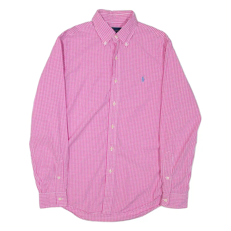 RALPH LAUREN Mens Shirt Pink Gingham Long Sleeve S