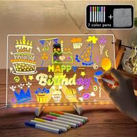 Rewritable Acrylic Message Board, 1/8 Counts USB Powered Illuminated Dry Erase Board with Stand & Markers & Rags, Room Access...