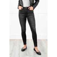 Judy Blue Black Dog High Rise Black Wash with Contrast Thread Tummy Control Skinny Jeans