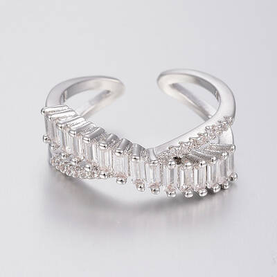 Brass Micro Pave Cubic Zirconia Finger Rings