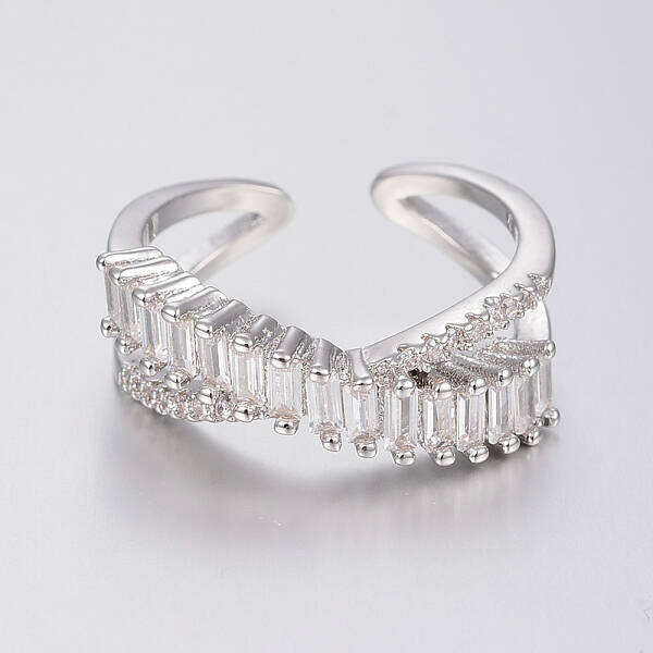 Brass Micro Pave Cubic Zirconia Finger Rings