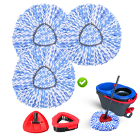 （ONLY 2-TNAK）3 Pack Spin Mop Heads Replacement Compatible with O Cedar RinseClean 2 Tank, Upgraded Scrub Brush and 1 Base...