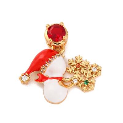 Christmas Theme Brass Micro Pave Cubic Zirconia Pendants